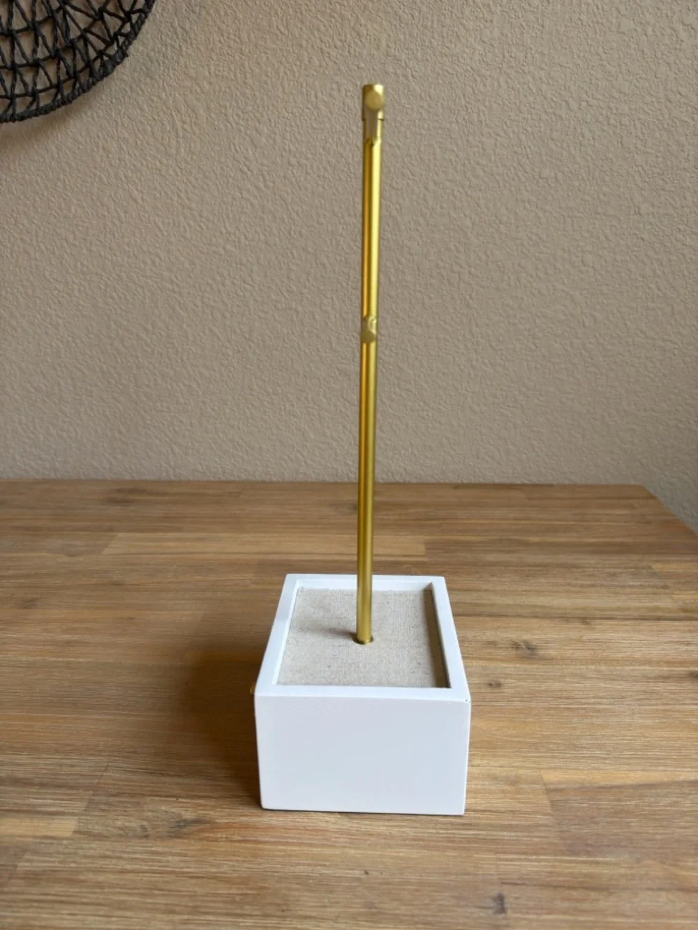 Hive & Honey Gold and White Jewelry T-Bar Stand with Drawer
